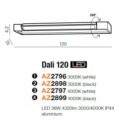 Dekoracyjny kinkiet - DALI 120 AZ2899 4000K CZARNY - Azzardo