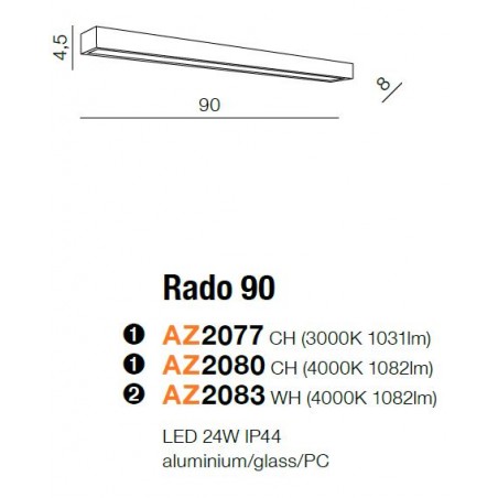 Ciekawy kinkiet - RADO 90 AZ2080 CHROM 4000K - Azzardo