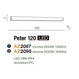 Nowoczesny kinkiet - PETER 120 AZ2090 CHROM 4000K - Azzardo