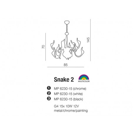 Lampa wisząca - SNAKE 2 AZ0043 CHROM - Azzardo