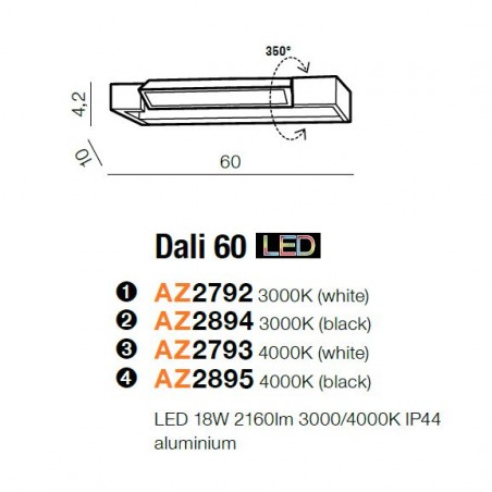 Efektowny kinkiet - DALI 60 AZ2792 3000K BIAŁY - Azzardo