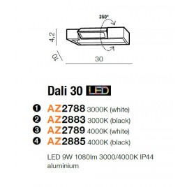 Stylowy kinkiet - DALI 30 AZ2885 4000K CZARNY - Azzardo