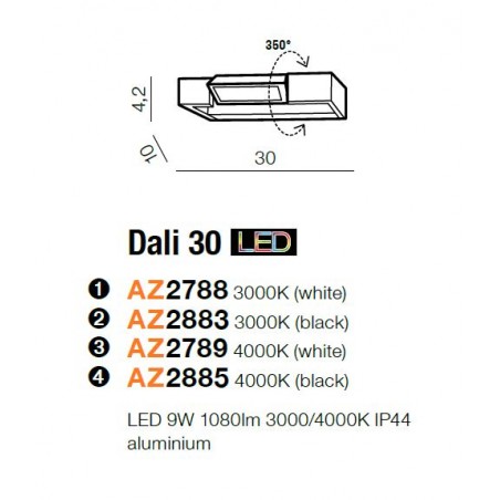 Stylowy kinkiet - DALI 30 AZ2883 3000K CZARNY - Azzardo