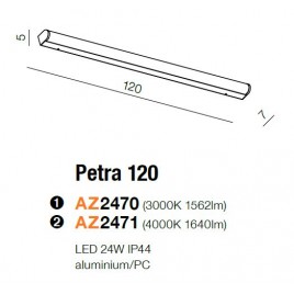 Długi kinkiet - PETRA 120 AZ2470 3000K - Azzardo