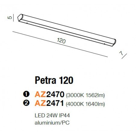 Długi kinkiet - PETRA 120 AZ2470 3000K - Azzardo
