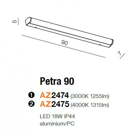 Nowoczesny kinkiet - PETRA 90 AZ2475 4000K - Azzardo