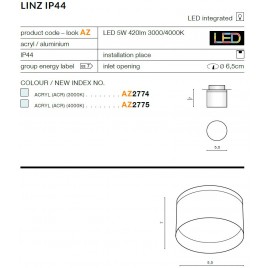 Plafon łazienkowy - LINZ AZ2775 4000K - Azzardo