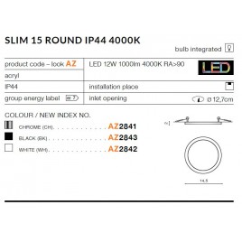 Ciekawy plafon - SLIM ROUND 15 AZ2843 CZARNY 4000K - Azzardo