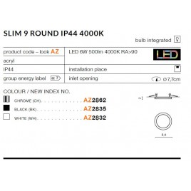 Nowoczesny plafon - SLIM ROUND 9 AZ2835 CZARNY 4000K - Azzardo