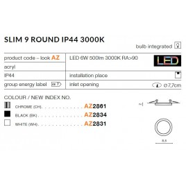 Nowoczesny plafon - SLIM ROUND 9 AZ2861 CHROM 3000K - Azzardo