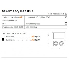 Podwójny plafon - BRANT 2 SQUARE AZ2879 CZARNY - Azzardo