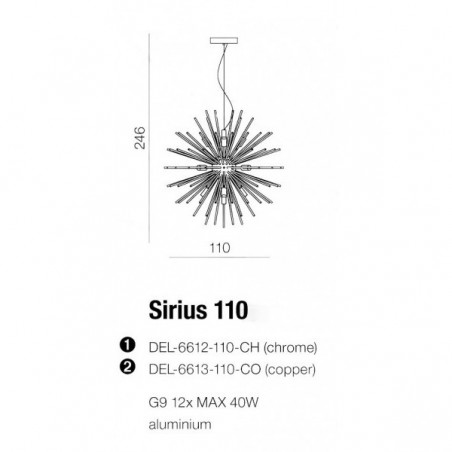 Nowoczesna lampa wisząca - SIRIUS 110 AZ2114 + AZ2117 CHROM - Azzardo