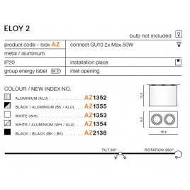 Podwójna oprawa - ELOY 2 AZ1355 BK / ALU - Azzardo