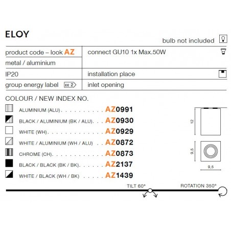 Minimalistyczny plafon - ELOY AZ2137 BK / BK - Azzardo