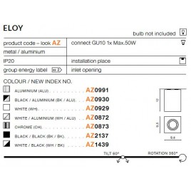Minimalistyczny plafon - ELOY AZ0930 BK / ALU - Azzardo