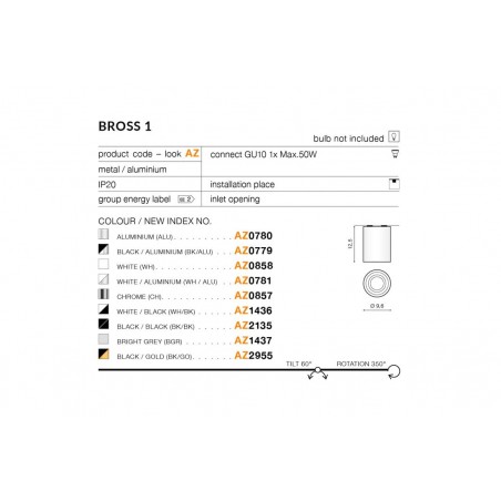 Okrągły plafon - BROSS 1 AZ1436 WH / BK - Azzardo