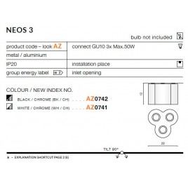 Wyjątkowy plafon - NEOS 3 AZ0742 CZARNY / CHROM - Azzardo