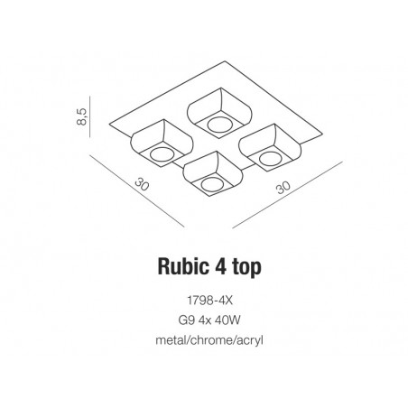 Nowoczesny Plafon - RUBIC 4 TOP AZ0492 - Azzardo