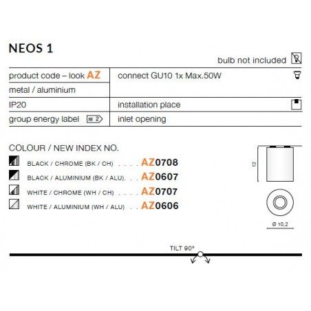 Nowoczesna oprawa - NEOS 1 AZ0606 BIAŁY / ALUMINIUM - Azzardo