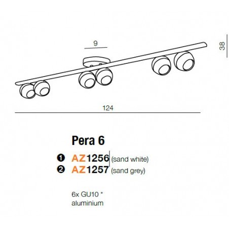 Lampa sufitowa - PERA 6 AZ1257 SZARA - Azzardo