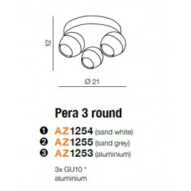 Unikalna lampa sufitowa - PERA 3 ROUND AZ1255 SZARA - Azzardo