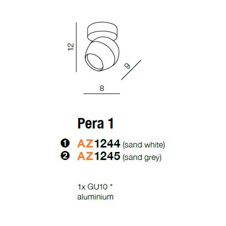 Nowoczesna oprawa sufitowa - PERA 1 AZ1245 SZARA - Azzardo
