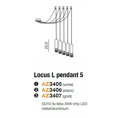 Efektowna lampa wisząca - LOCUS L PENDANT 5 AZ3407 SZAMPAŃSKA - Azzardo