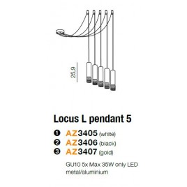 Efektowna lampa wisząca - LOCUS L PENDANT 5 AZ3405 CZARNA - Azzardo