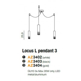 Niepowtarzalna lampa wisząca - LOCUS L PENDANT 3 AZ3404 SZAMPAŃSKA - Azzardo