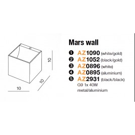 Unikatowy kinkiet - MARS WALL AZ1090 BIAŁY/ZŁOTY - Azzardo