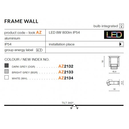 Niebanalny kinkiet - FRAME WALL AZ2133 JASNOSZARY - Azzardo