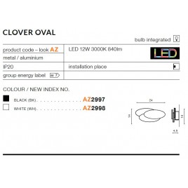 Owalny kinkiet - CLOVER OVAL AZ2998 BIAŁY - Azzardo