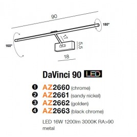 Galeryjka - DAVINCI 90 AZ2663 CZARNY CHROM - Azzardo