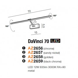 Praktyczna galeryjka - DAVINCI 70 AZ2658 ZŁOTA - Azzardo