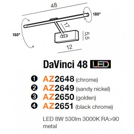 Funkcjonalna galeryjka - DAVINCI 48 AZ2651 CZARNY CHROM - Azzardo