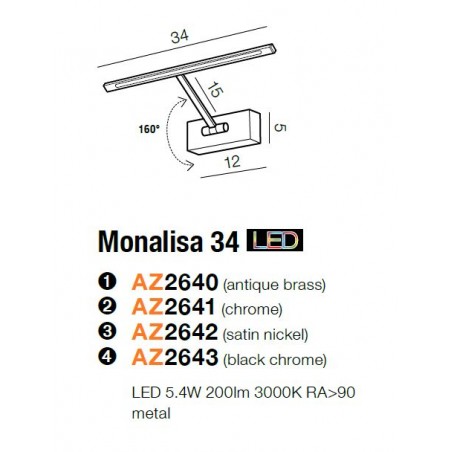 Solidna galeryjka - MONALISA 34 AZ2643 CZARNY CHROM - Azzardo