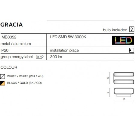 Oryginalny kinkiet - GRACIA WALL AZ0977 - Azzardo