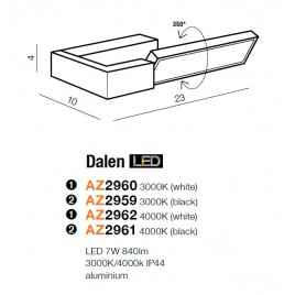 Nowoczesny kinkiet - DALEN AZ2961 CZARNY 4000K - Azzardo