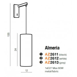 Wyjątkowy kinkiet - ALMERIA AZ2611 CZARNY - Azzardo