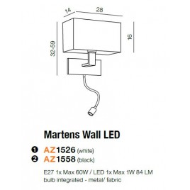 Elegancki kinkiet - MARTENS WALL LED AZ1558 CZARNY - Azzardo