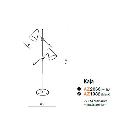 Fantazyjna lampa stojąca - KAJA AZ1082 CZARNA - Azzardo