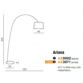 Wykwintna lampa stojąca - ARIANA AZ3071 BIAŁA - Azzardo