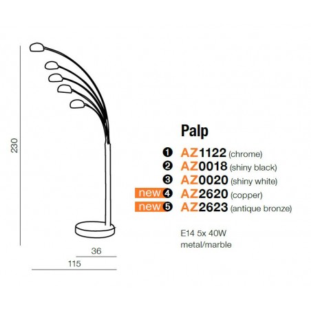 Nowoczesna lampa stojąca - PALP AZ0020 BIAŁA - Azzardo