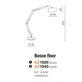 Duża lampa stojąca - BOSSE FLOOR AZ1040 BIAŁA - Azzardo