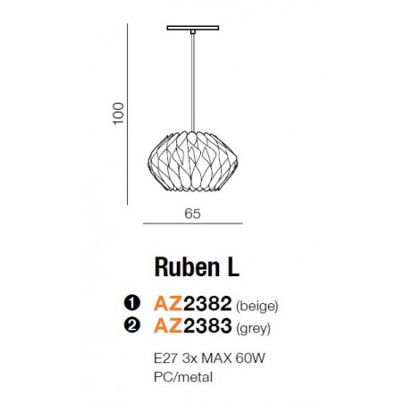 Niezwykła lampa wisząca - RUBEN L AZ2382 BEŻOWA - Azzardo