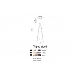 Stylowa lampa stojąca - TRIPOD WOOD ROUND AZ3013+AZ3015 SZARA - Azzardo