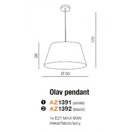 Prosta lampa wisząca - OLAV PENDANT AZ1392 CZARNA - Azzardo