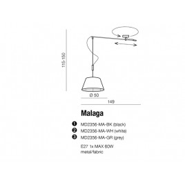 Oryginalna lampa wisząca - MALAGA AZ2313+AZ2590 CZARNA - Azzardo