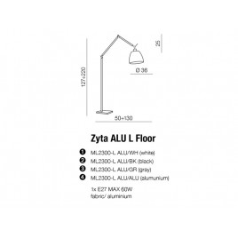 Lampa stojąca - ZYTA FLOOR ALU AZ2310+AZ2605 BIAŁA - Azzardo