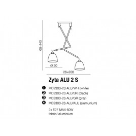 Nowoczesna lampa wisząca - ZYTA 2S PENDANT ALU AZ2301+AZ2602 BIAŁA - Azzardo